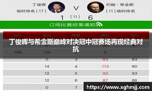 丁俊晖与希金斯巅峰对决冠中冠赛场再现经典对抗